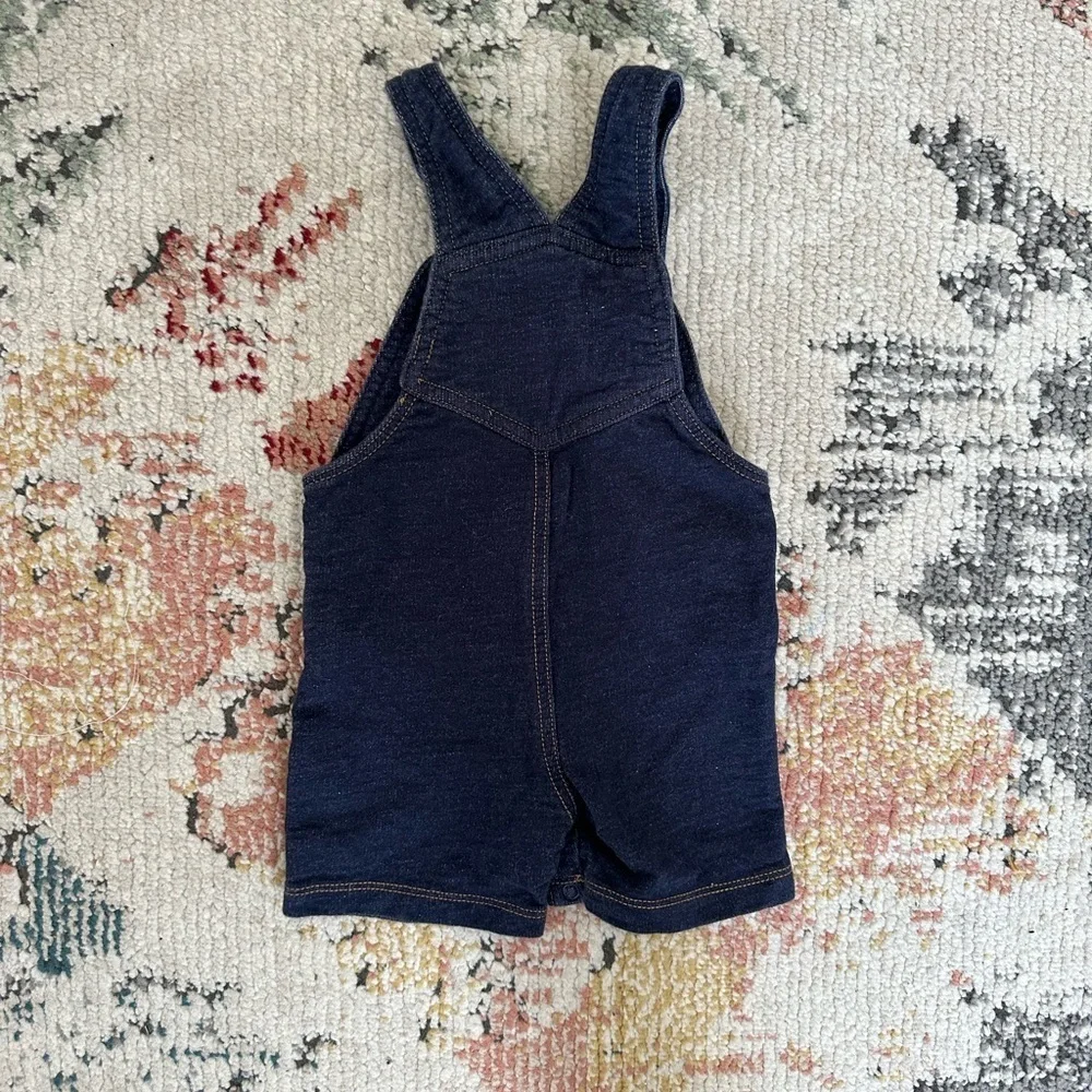 New Carter’s Baby Boy Dark Faux Denim 12 Month Overalls Shortalls One Piece